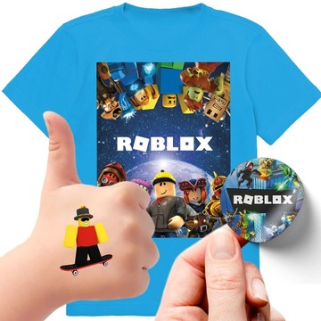 ZESTAW 3W1 KOSZULKA DLA DZIECI TATUAŻE NAKLEJKI ROBLOX 128 JAKOŚĆ