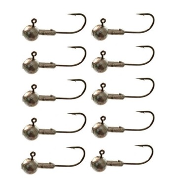 10x główka jigowa 10g BLACK NICKEL hak 1 jig