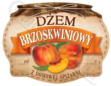 DŻEM BRZOSKWINIOWY - Etykieta na słoik, naklejka