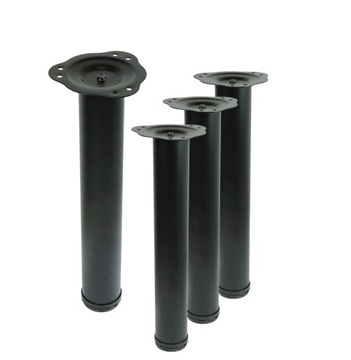 Nogi nóżki meblowe regulowane, nóżki stalowe czarne fi 60 mm, 40 cm