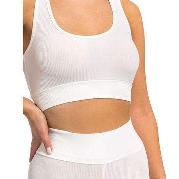 KOMPLET SPORTOWY PRĄŻKOWANY CROP TOP + LEGGINSY S