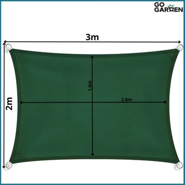 Żagiel daszek zacieniacz materiał uv przeciwsłoneczny do ogrodu zielony 3x2
