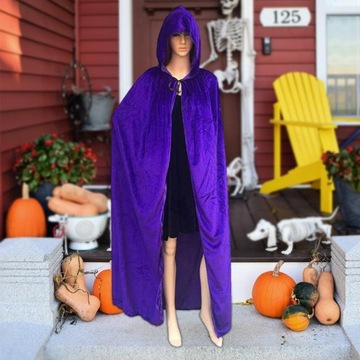 Halloween Cosplay długi płaszcz z kapturem, pelery