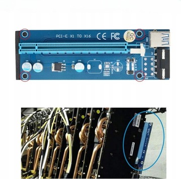 КАРТА РАСШИРЕНИЯ АДАПТЕР С ПИТАНИЕМ PCI-E 1x НА 16x КАБЕЛЬ USB 3.0 60 СМ