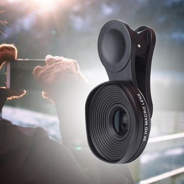 Phone Macros Lens Универсальный, компактный, черный зажим для объектива