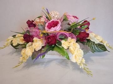 Kwiaty na grób FLOWERBOX KOMPOZYCJA+BUKIET KOMPLET