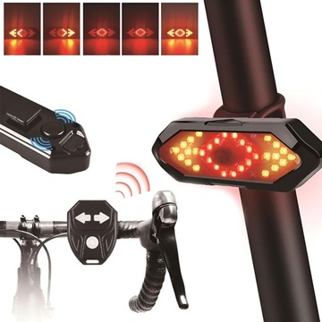 LAMPA ROWEROWA TYLNA KIERUNKOWSKAZ NA ROWER SYGNALIZATOR USB + PILOT