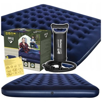 MATERAC DMUCHANY WELUROWY DWUOSOBOWY 203x183x22 cm BESTWAY 67004 + POMPKA