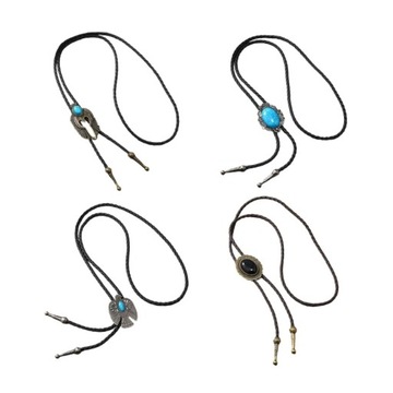 Mens American Bolo Tie Punk Vintage Cowboy Hat Leather Rope Eagle Bird