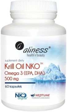 KRILL OIL NKO OMEGA 3 OLEJ Z KRYLA 60kap ALINESS Fosfolipidy Astaksantyna