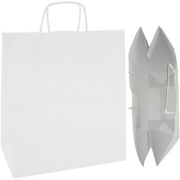 TORBA PAPIEROWA biała a3 30x17x34 na zakupy 50 szt