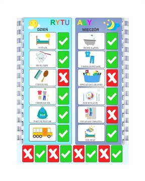 Rytuały dnia - plan dnia dla dzieci czynności piktogramy