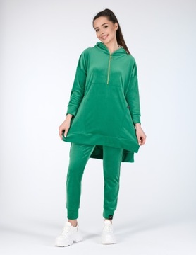 Welurowe dresy damskie EMI II - welurowa bluza + spodnie - zielony 4/5XL