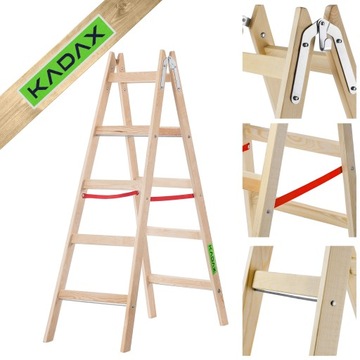 ЛЕСТНИЦА ДЛЯ ПОКРАСКИ ДЕРЕВЯННАЯ ДВУХСТОРОННЯЯ РАСШИРЯЕМАЯ 2x5 150кг СКЛАДНАЯ