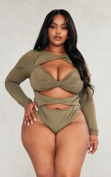 PrettyLittleThing BODY ХАКИ С ДЛИННЫМ РУКАВОМ S.6XL K203113