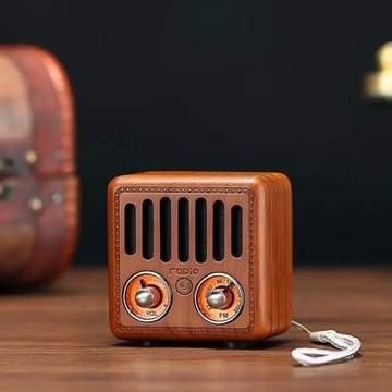 2023 New Solid Wood Bluetooth Small Speaker FM Radio Card Retro Subwoofer