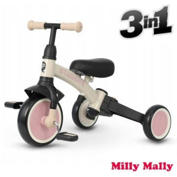 MILLY MALLY 6279 велосипед триколісний каталка бігова для дитини 3 в 1 рожевий