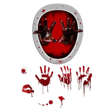 HALLOWEEN STRASZNE KRWAWE NAKLEJKI NA RĘKĘ TOALETA WYSTRÓJ DOMU