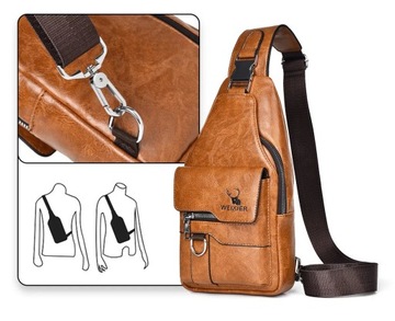 МУЖСКАЯ КОЖАНАЯ СУМКА РЮКЗАК КРОССБОДИ КОРИЧНЕВЫЙ