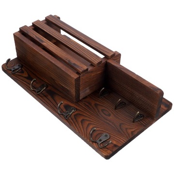 Деревянная полка в прихожей Крючки для шляп Брелок для ключей