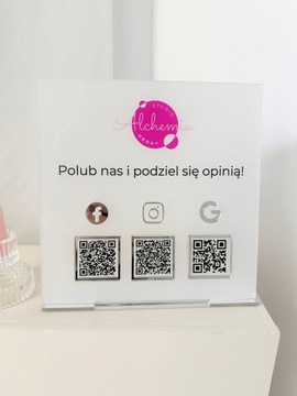 Tabliczka firmowa z kodem QR facebook instagram social media LOGO