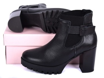 Buty Botki czarne skórzane ONYGO LANA r. 39