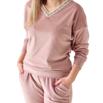 Женский спортивный костюм VELVET SET толстовка брюки РОЗОВЫЙ XL