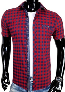 Koszula męska na krótki rękaw w kratkę N169 r. 3XL