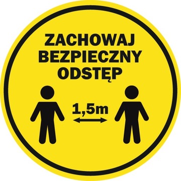 NAKLEJKA NA SZYBĘ 20 cm ZACHOWAJ BEZPIECZNY ODSTĘP