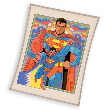 Duży miękki kocyk dziecięcy polarowy CORAL 170x130 koc SUPERMAN
