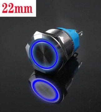 Przycisk przełącznik metalowy 22mm LED 12V 24V mo