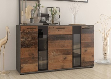 Komoda z przeszkleniem 140 cm SENJA old style