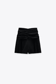 Spodenki ZARA SHORTS marszczenie zamek krótkie czarne szorty r. L