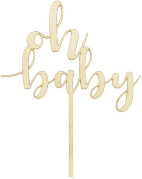 TOPPER DREWNIANY DEKORACJA NAPIS OH NA TORT BABY BABY SHOWER GENDER REVEAL