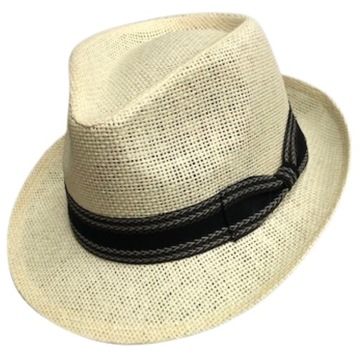 Letni kapelusz słoma krótkie rondo naturalny 58