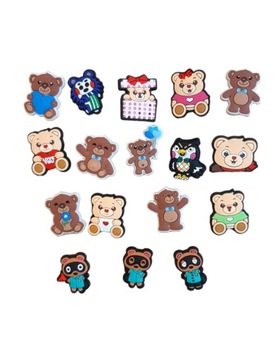 17 SZTUK CHARMS DO CROCS MISIE PRZYPINKI boho brąz