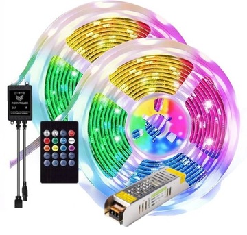 20 metrów TAŚMA LED RGB 5050 sterow pilot zasilacz