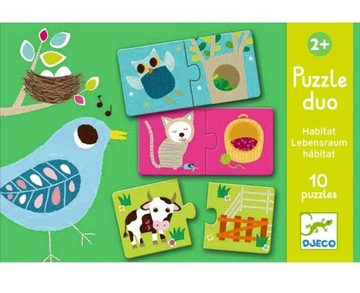 Zwierzątka i ich Domki Puzzle Duo 10 el. Djeco 2+
