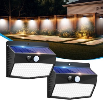 2szt Lampy solarne do zastosowań zewnętrznych z czujnikiem ruchu