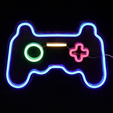 Znaki Gamepad z neonowymi diodami LED
