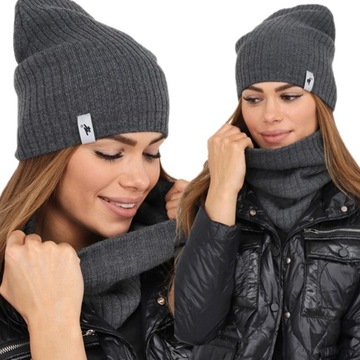 CZAPKA SMERFETKA BEANIE LEKKA POLSKA GRAFIT 2427