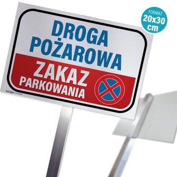Tabliczka na słupku ZAKAZ PARKOWANIA DROGA dibond