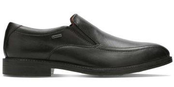 CLARKS Mokasyny męskie ChilverGo GTX czarne skórzane wsuwane GORE-TEX 40