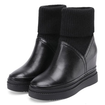 36plus Velvet Bootswomen Masowe kliny Mid Castile Buto oryginalne skórzane
