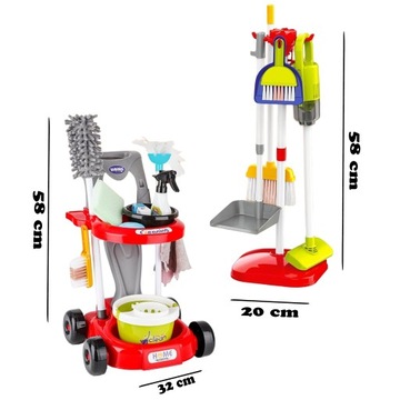 ZESTAW DO SPRZĄTANIA NA KÓŁKACH 3w1 XXL WÓZEK 26 el.NIEBIESKI WOOPIE