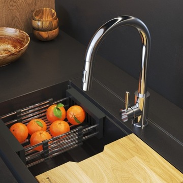 КУХОННЫЙ Смеситель, ВЫДВИЖНОЙ ИЗЛИК, ХРОМ, СТАЛЬНОЙ КУХОННЫЙ Смеситель, LOSETO