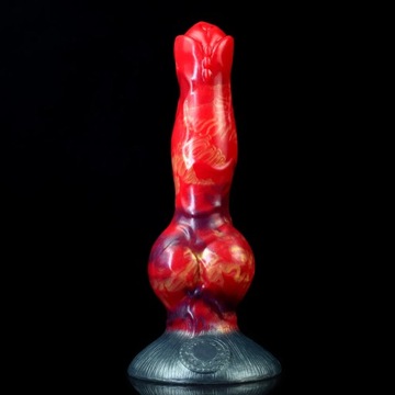 FAAK silikonowy Fantasy Dog Knot Dildo z Sucker