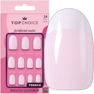TOP CHOICE SZTUCZNE PAZNOKCIE FRENCH MIGDAŁOWE 78422