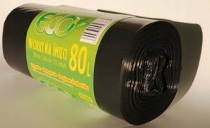 WORKI NA ŚMIECI ECO 80L 25SZT BARDZO WYTRZYMALE! KOLOR CZARNY