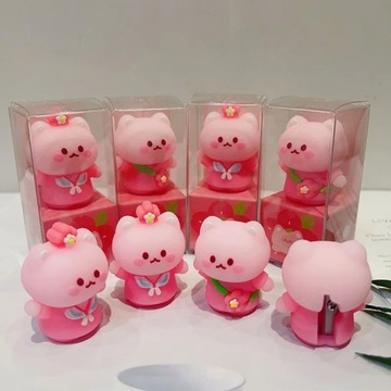 Силиконовая точилка кавайный котенок с цветком